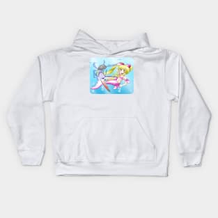 Mermaid swimming with Crab Kids Hoodie